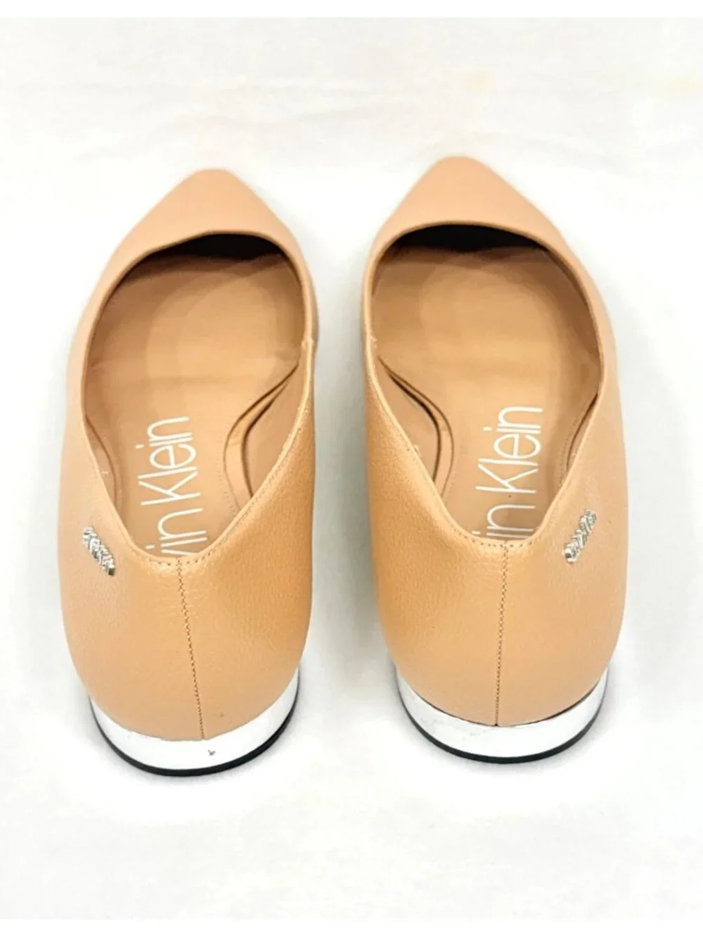Calvin Klein Emerin Taupe Pointed-Toe Flats With Mirror Heels Size 10